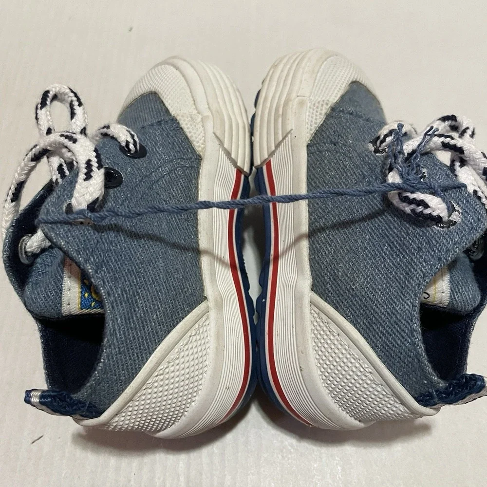 90s Vintage DISNEY Winnie the Pooh Denim Canvas Baby Shoes Embroidered Size 3
